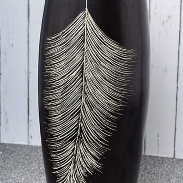 Black Textured Leaf Pattern Fiberglass Planter factory