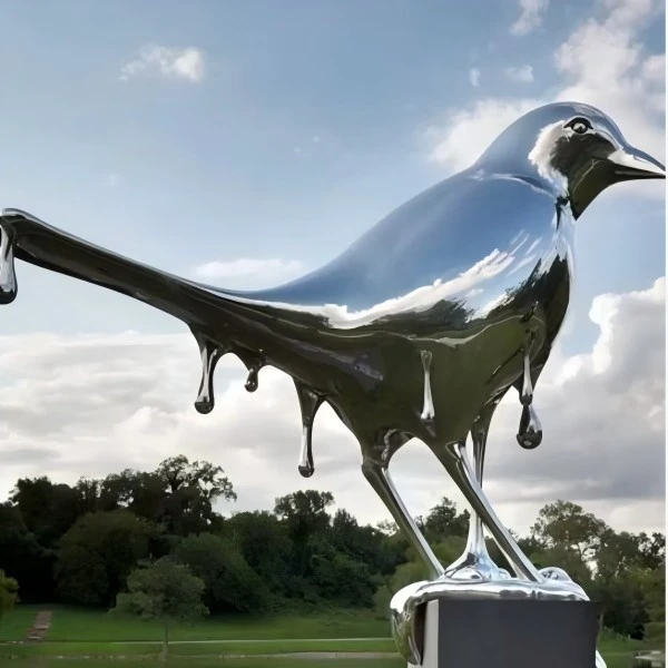 Polished Steel Bird Sculpture
